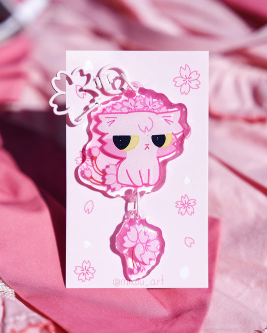 Sakura Cat Connection Keychain | Cherry Blossom Kitty | Double Charm