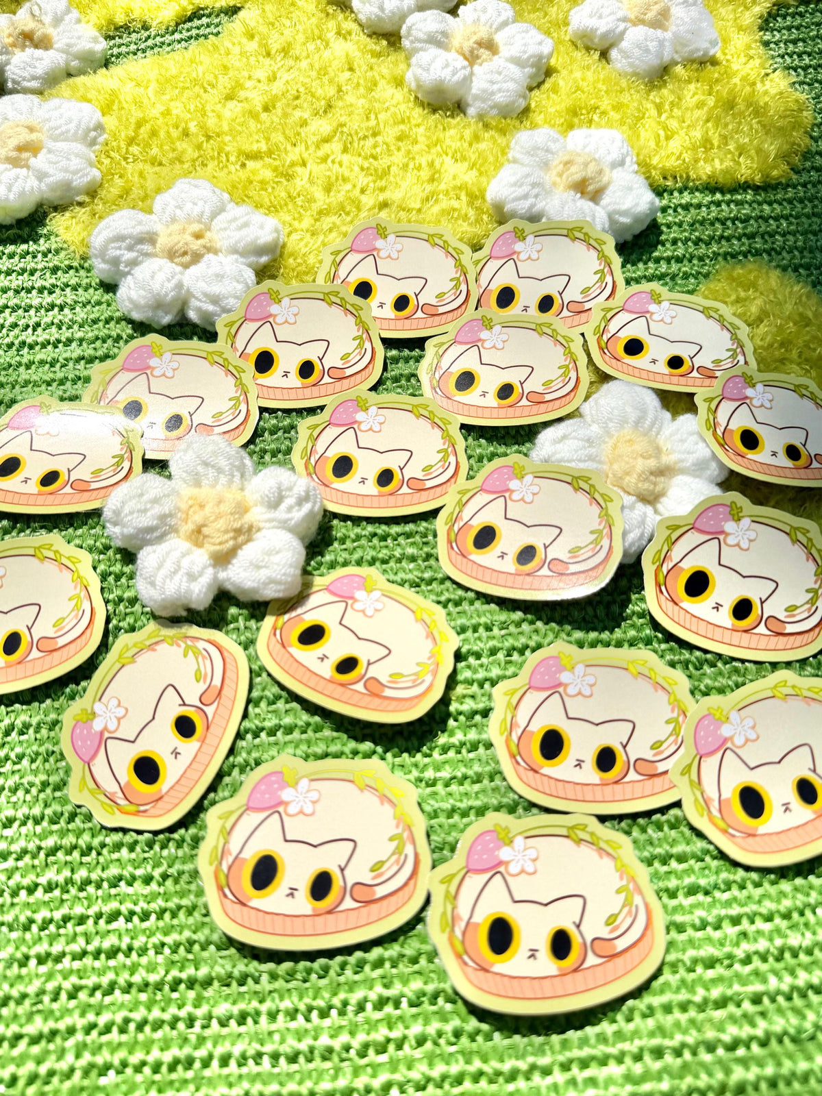 Cat Fruit Tart Vinyl Sticker | Kitty Dessert Sticker | 3 inch | Waterproof & Fade-Resistant