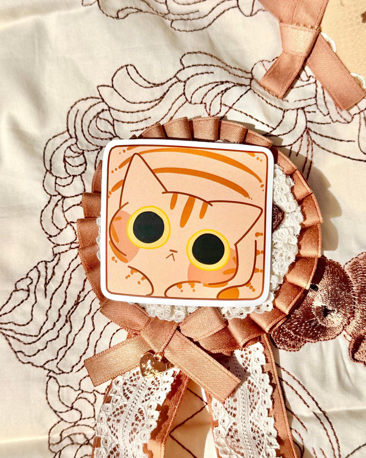 Orange Cat Cube Vinyl Sticker | Chubby Kitty Sticker | 3 inch | Waterproof & Fade-Resistant
