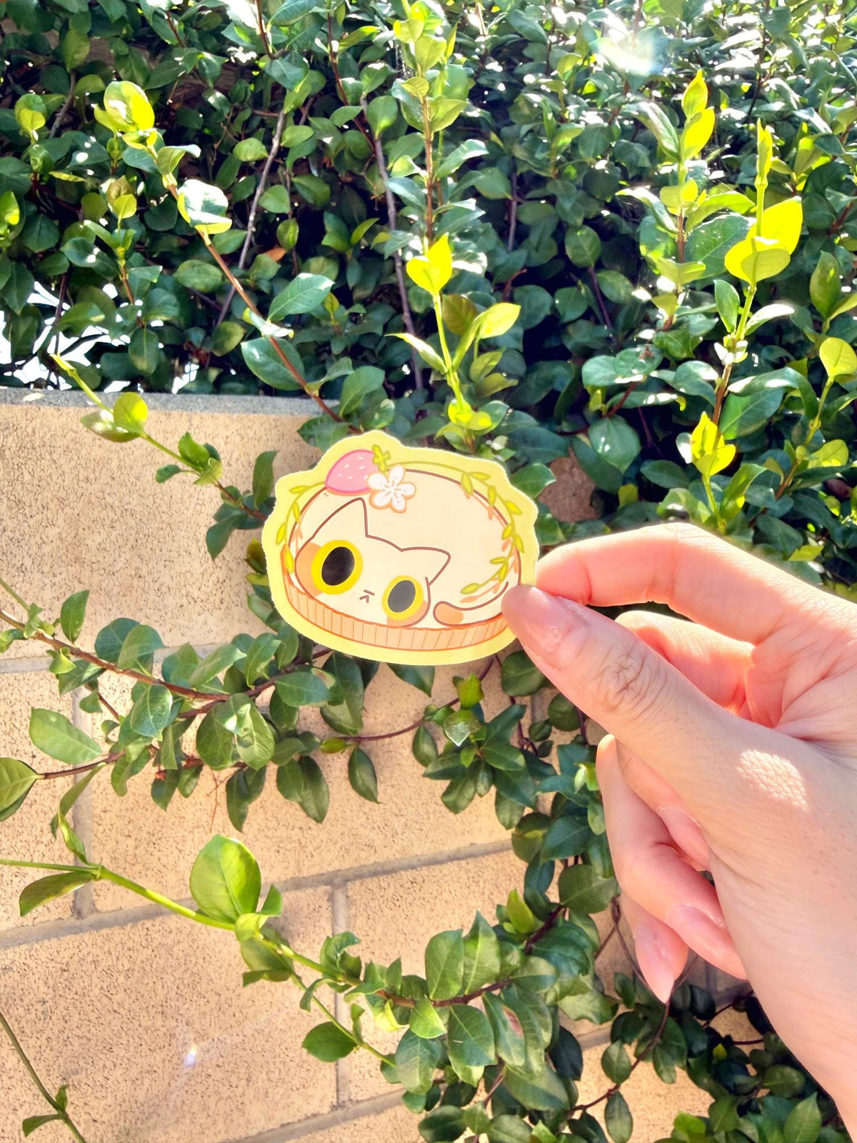 Cat Fruit Tart Vinyl Sticker | Kitty Dessert Sticker | 3 inch | Waterproof & Fade-Resistant