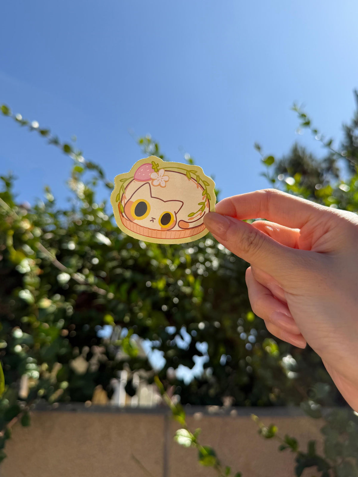 Cat Fruit Tart Vinyl Sticker | Kitty Dessert Sticker | 3 inch | Waterproof & Fade-Resistant