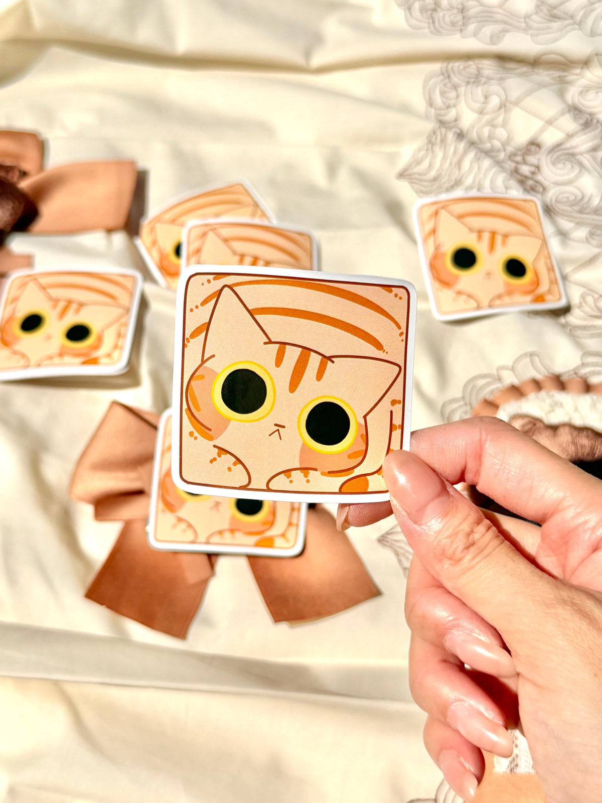 Orange Cat Cube Vinyl Sticker | Chubby Kitty Sticker | 3 inch | Waterproof & Fade-Resistant