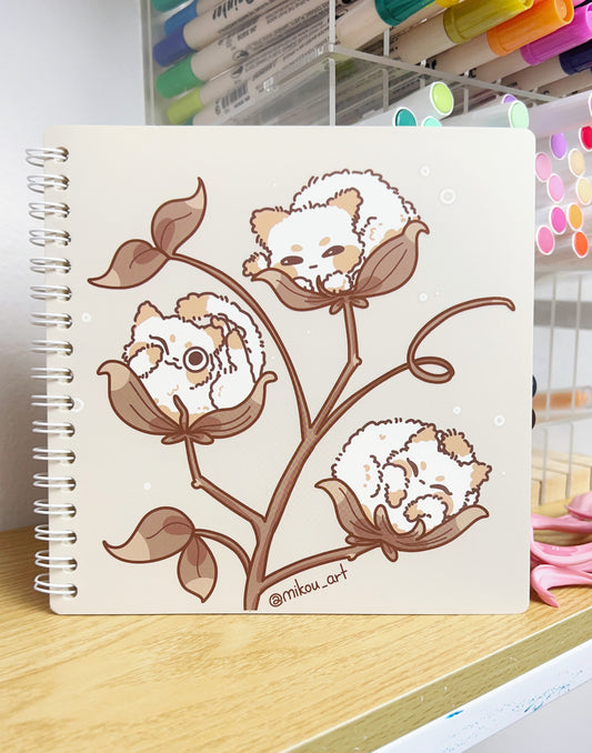 Cute Reusable Sticker Book | Cotton Cat Tree | 6x6 | Double Side | 40 Pages | Mikou Original Art