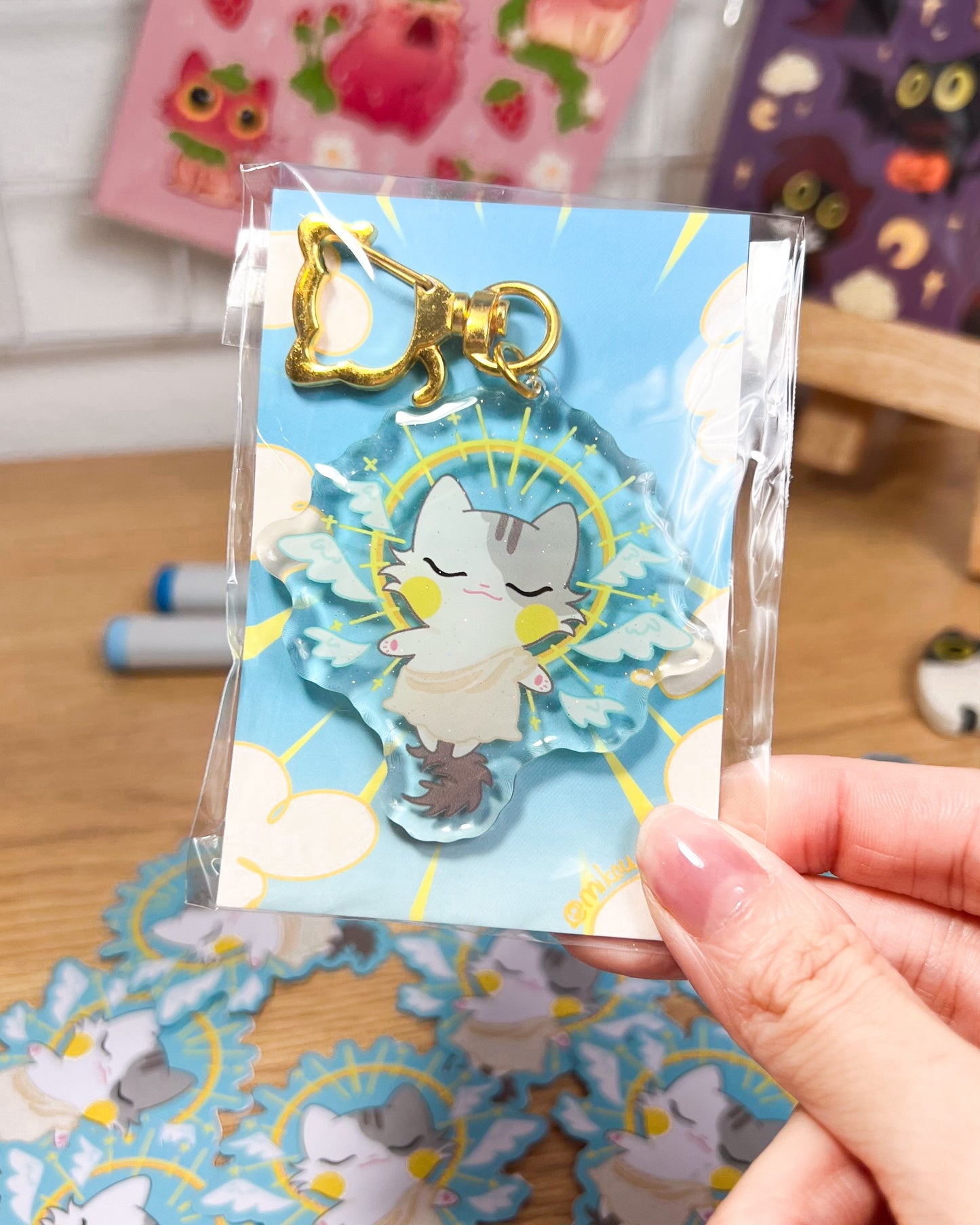 Kitty God Epoxy Acrylic Keychain/Charm | Mikou Original Art