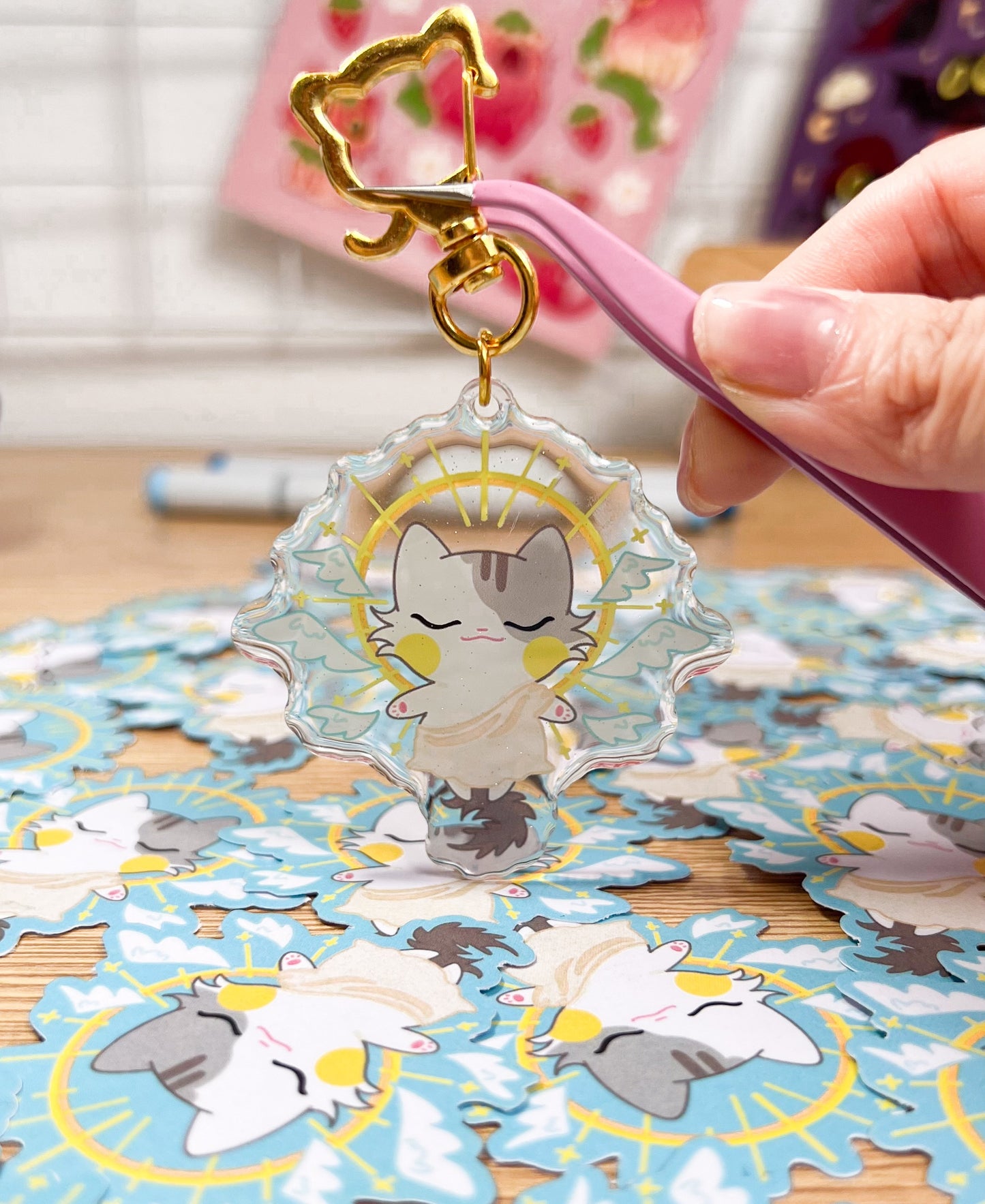 Kitty God Epoxy Acrylic Keychain/Charm | Mikou Original Art