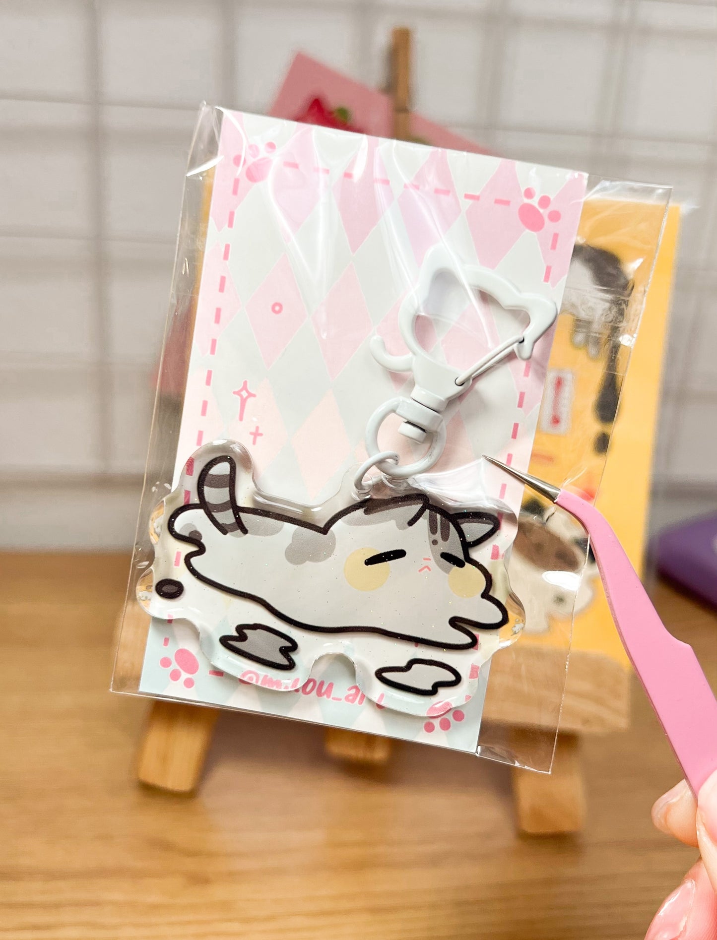 Melting Minute Kitty Epoxy Acrylic Keychain/Charm | Mikou Original Art