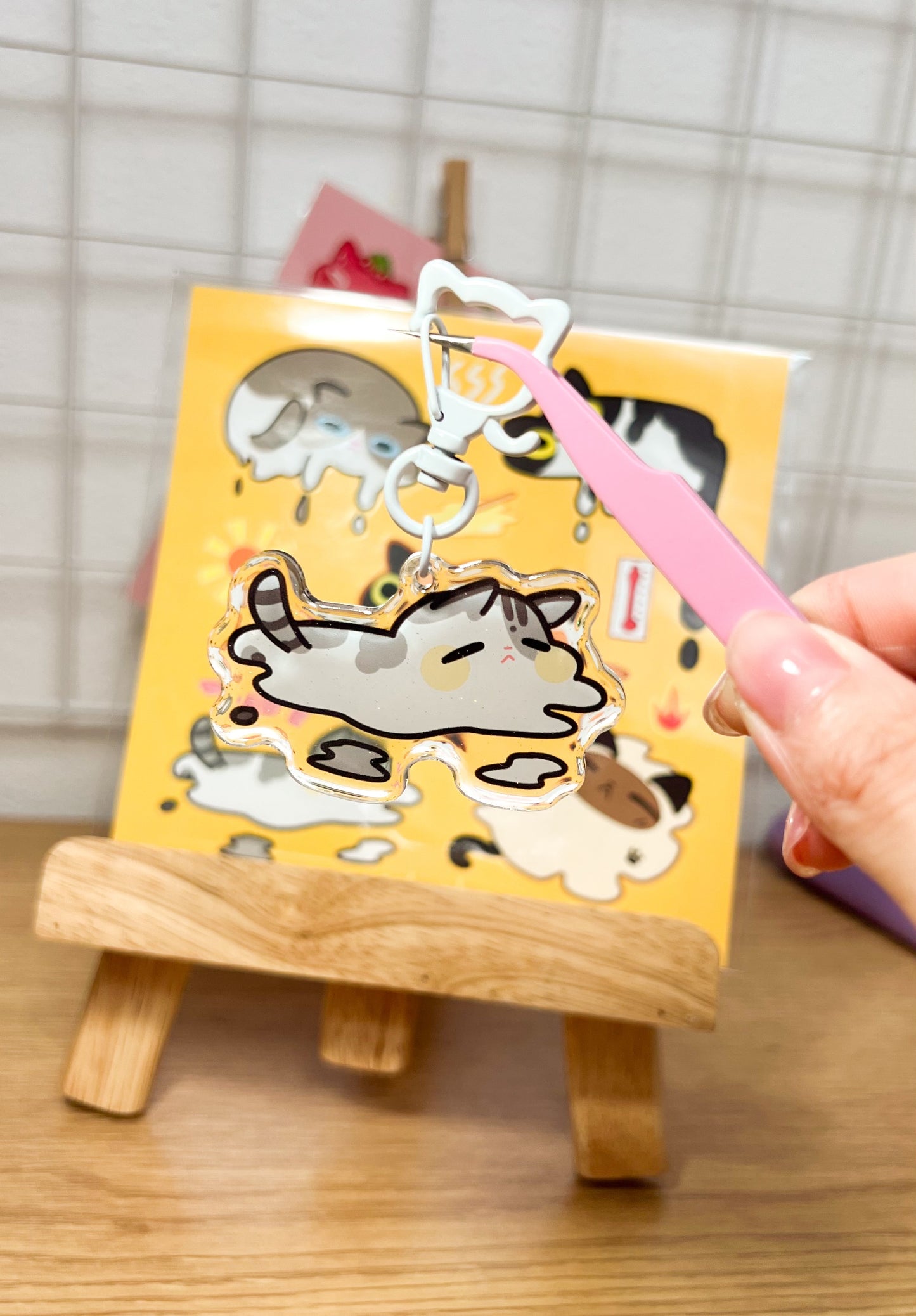 Melting Minute Kitty Epoxy Acrylic Keychain/Charm | Mikou Original Art