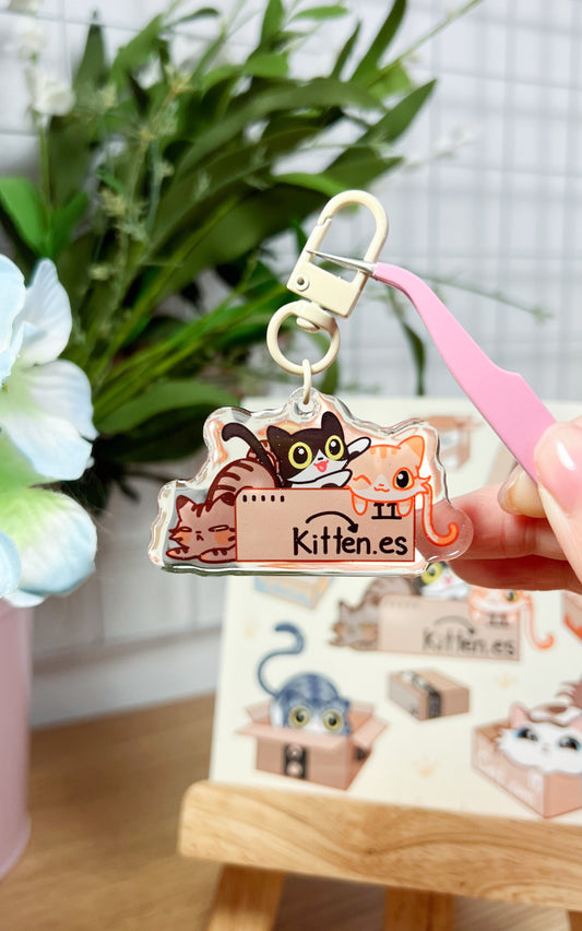 Kitten Express Epoxy Acrylic Keychain/Charm | Mikou Original Art