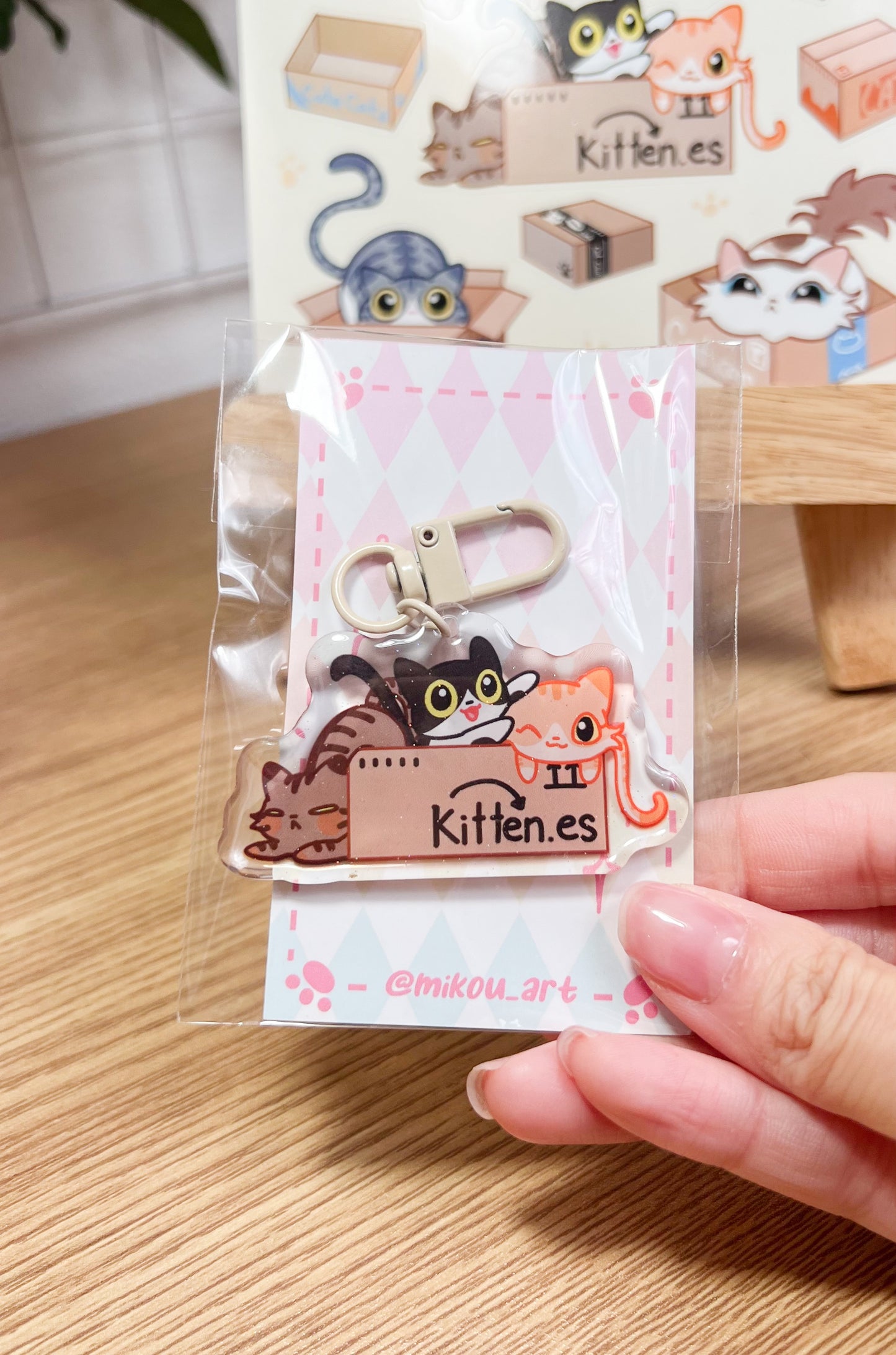 Kitten Express Epoxy Acrylic Keychain/Charm | Mikou Original Art