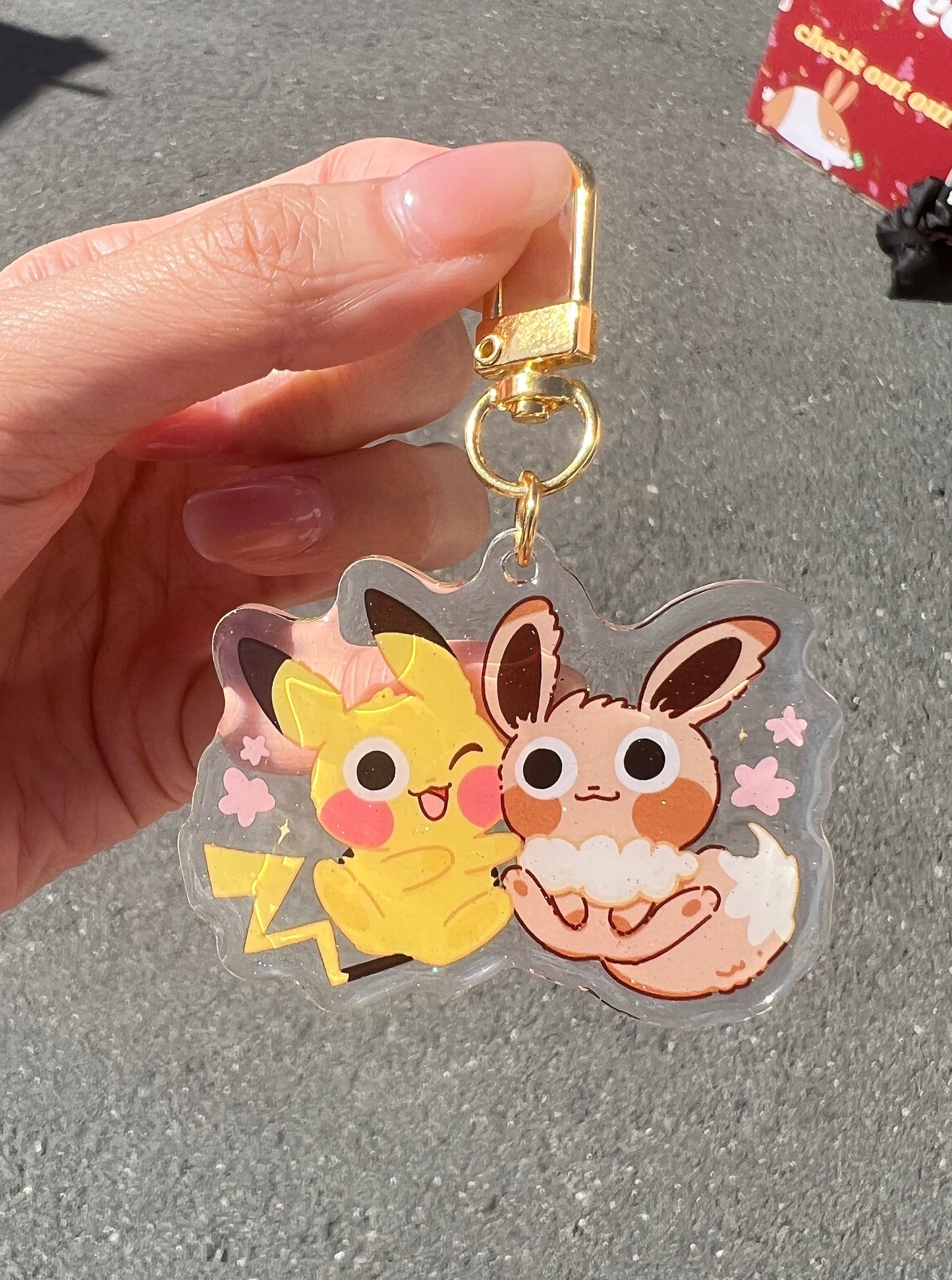 Adorable PikaEevee Epoxy Acrylic Keychain/Charm |Pokemon Inspired