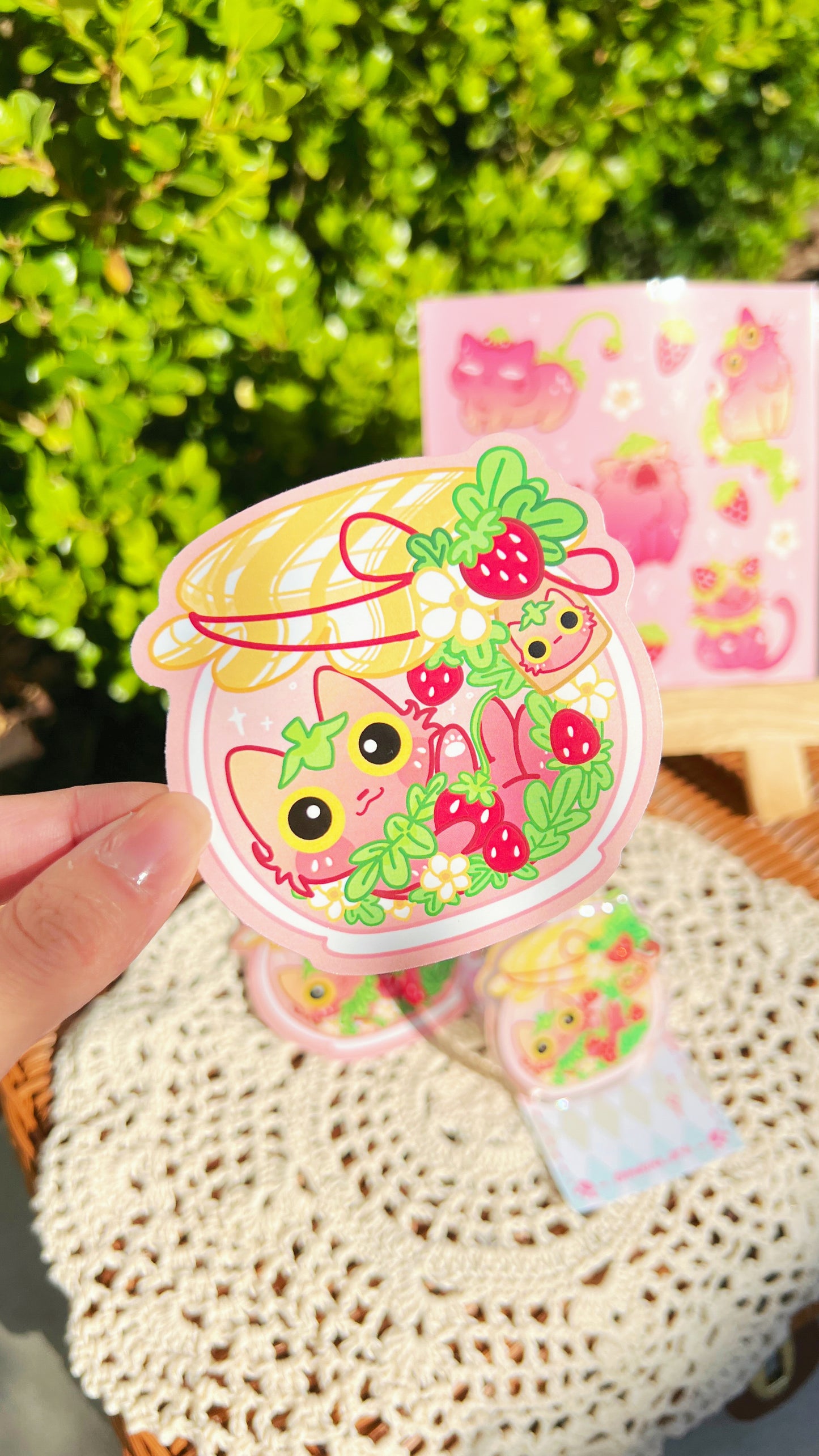 Vinyl Sticker | Strawberry Cat Jam | 3 inch | Waterproof & Fade-Resistant