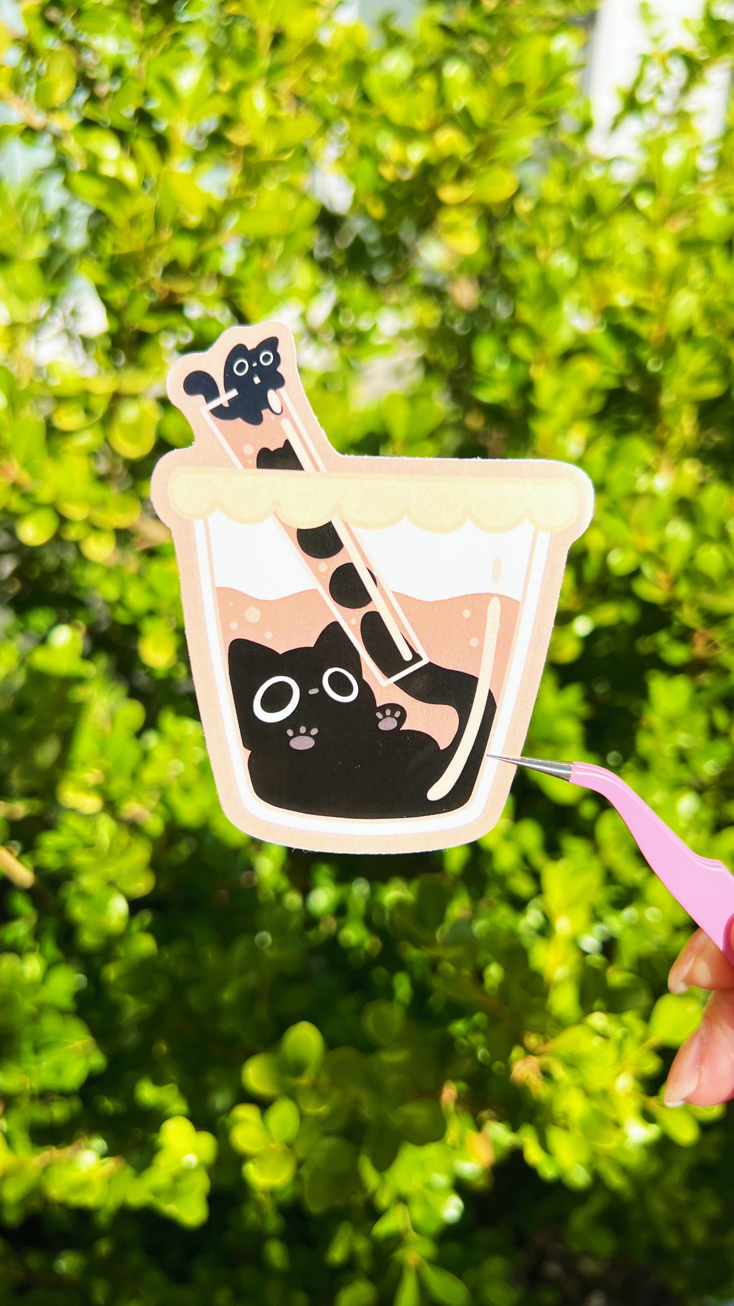 Vinyl Sticker | Black Cat Boba Milktea| 3 inch | Waterproof & Fade-Resistant |