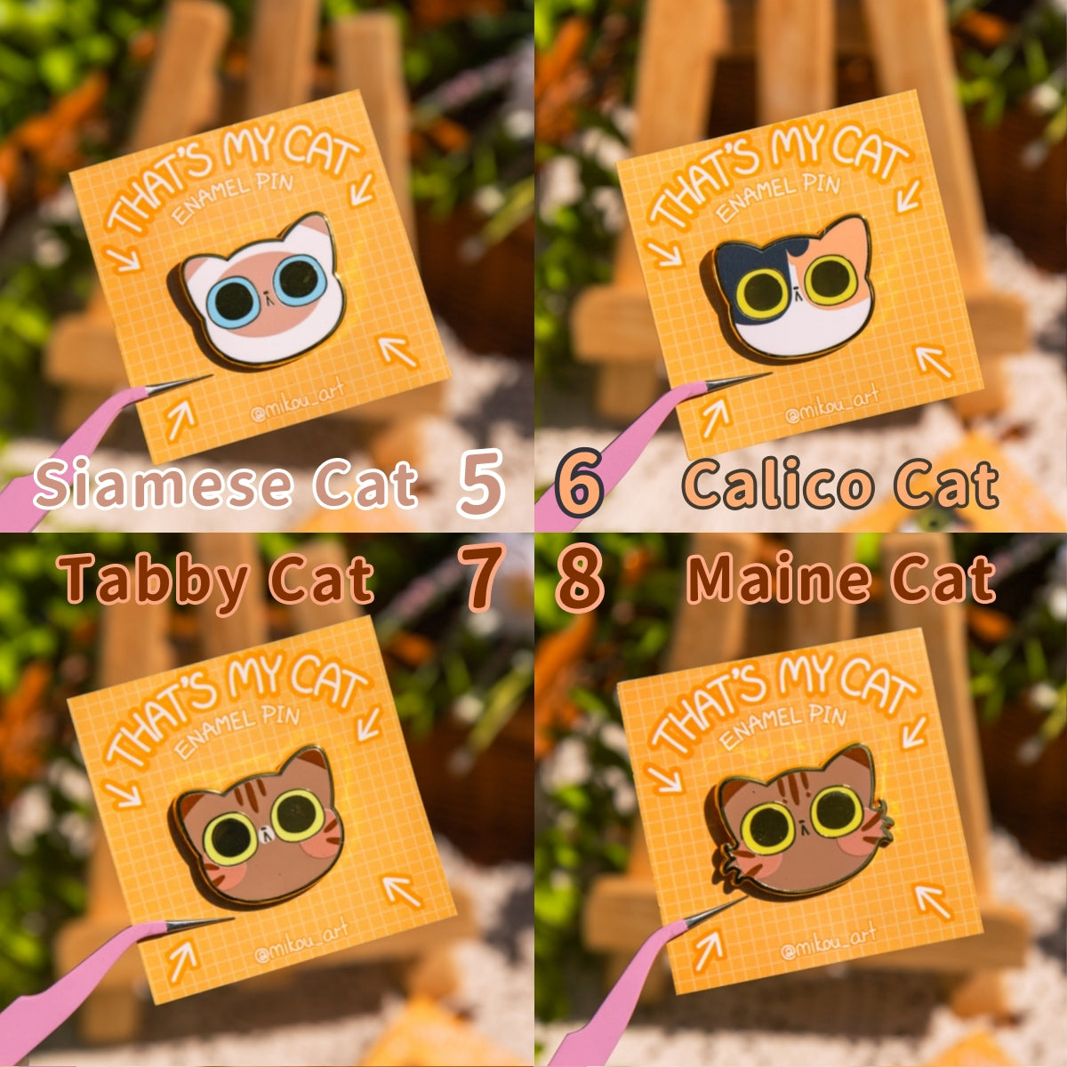 Cute Cat Face Enamel Pin | Which one is your kitty? | That's My Cat Serie | Mikou Original Art