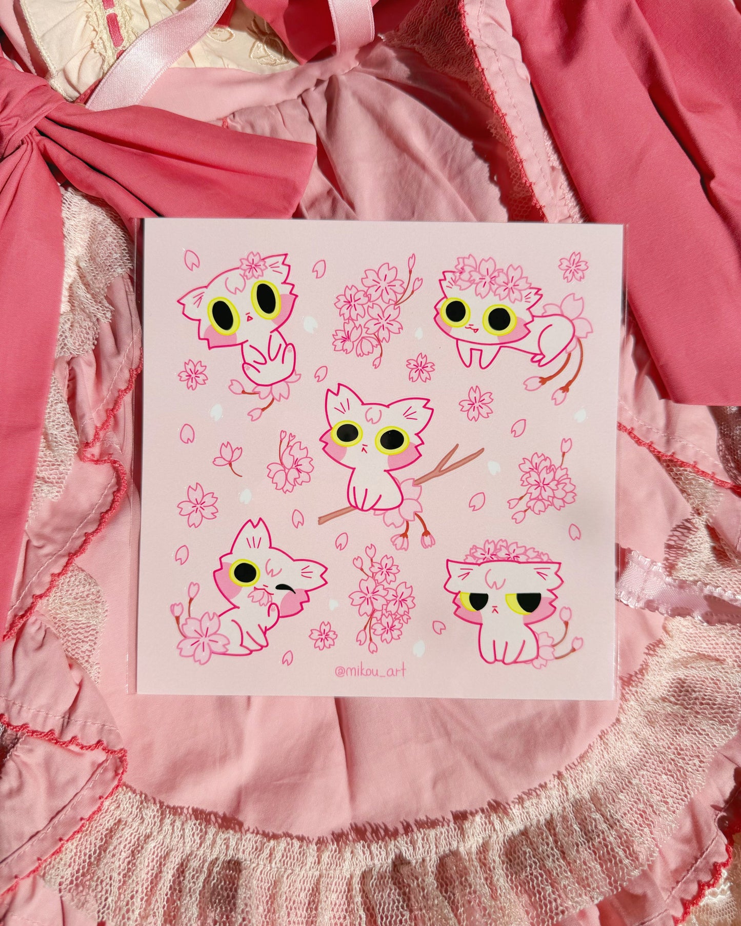 Sakura Cherry Blossom Cat Sticker Sheet