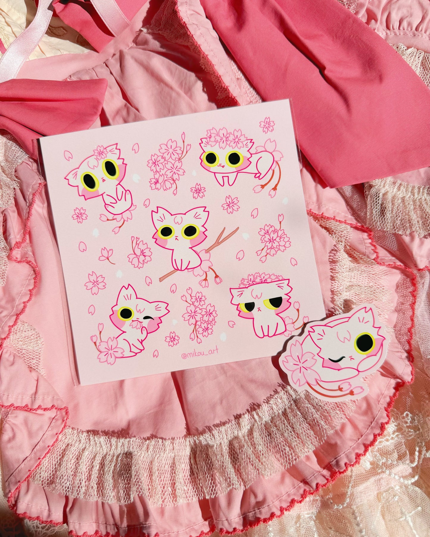 Sakura Cherry Blossom Cat Sticker Sheet