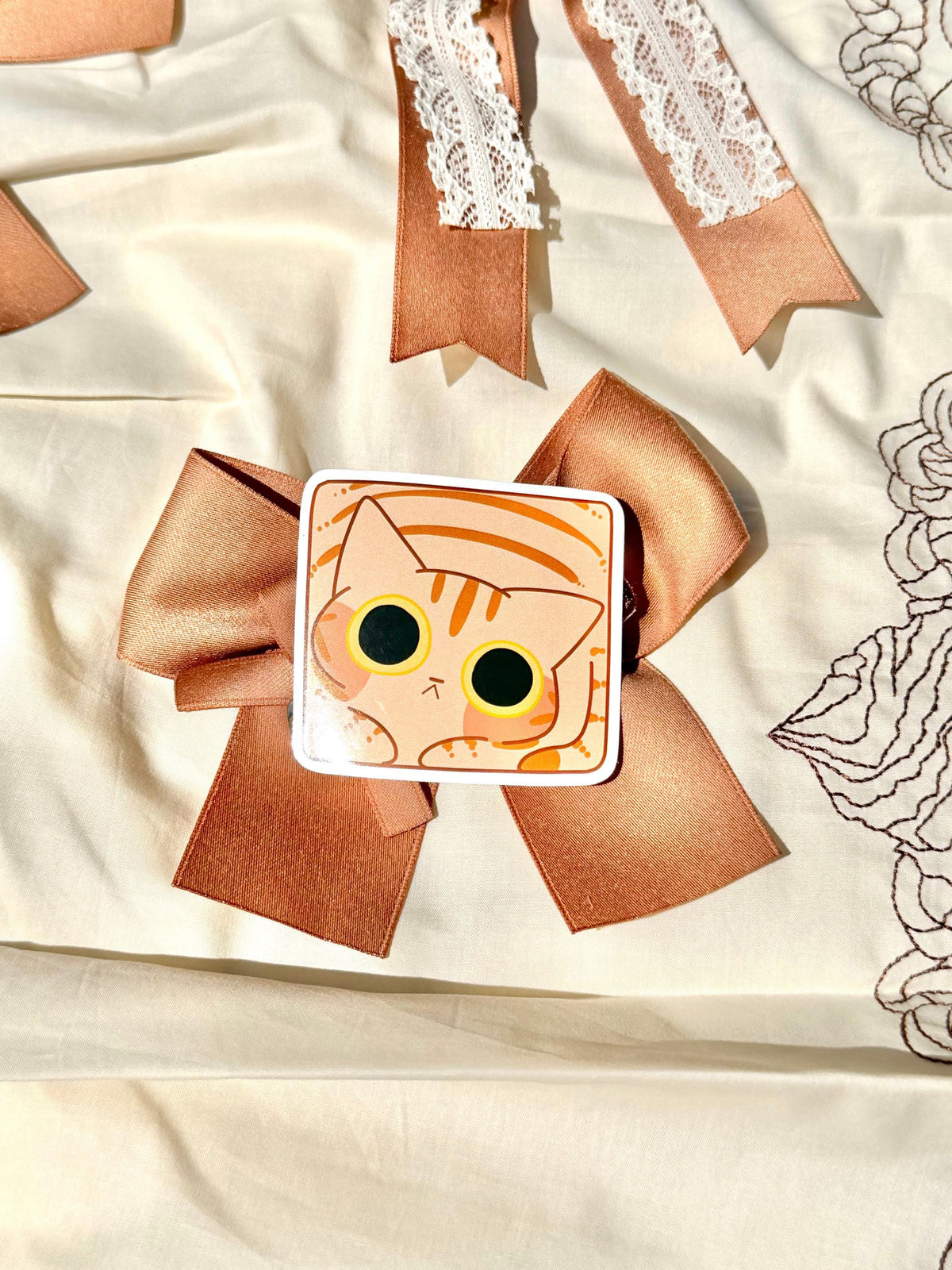 Orange Cat Cube Vinyl Sticker | Chubby Kitty Sticker | 3 inch | Waterproof & Fade-Resistant