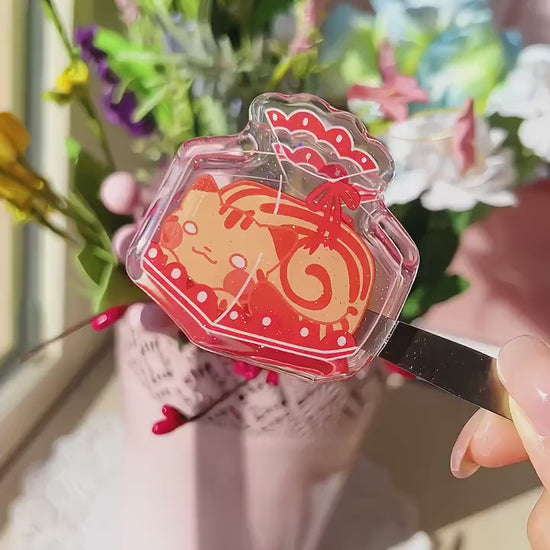 Cute Toast Cat Epoxy Acrylic Clips | Mikou Original Art