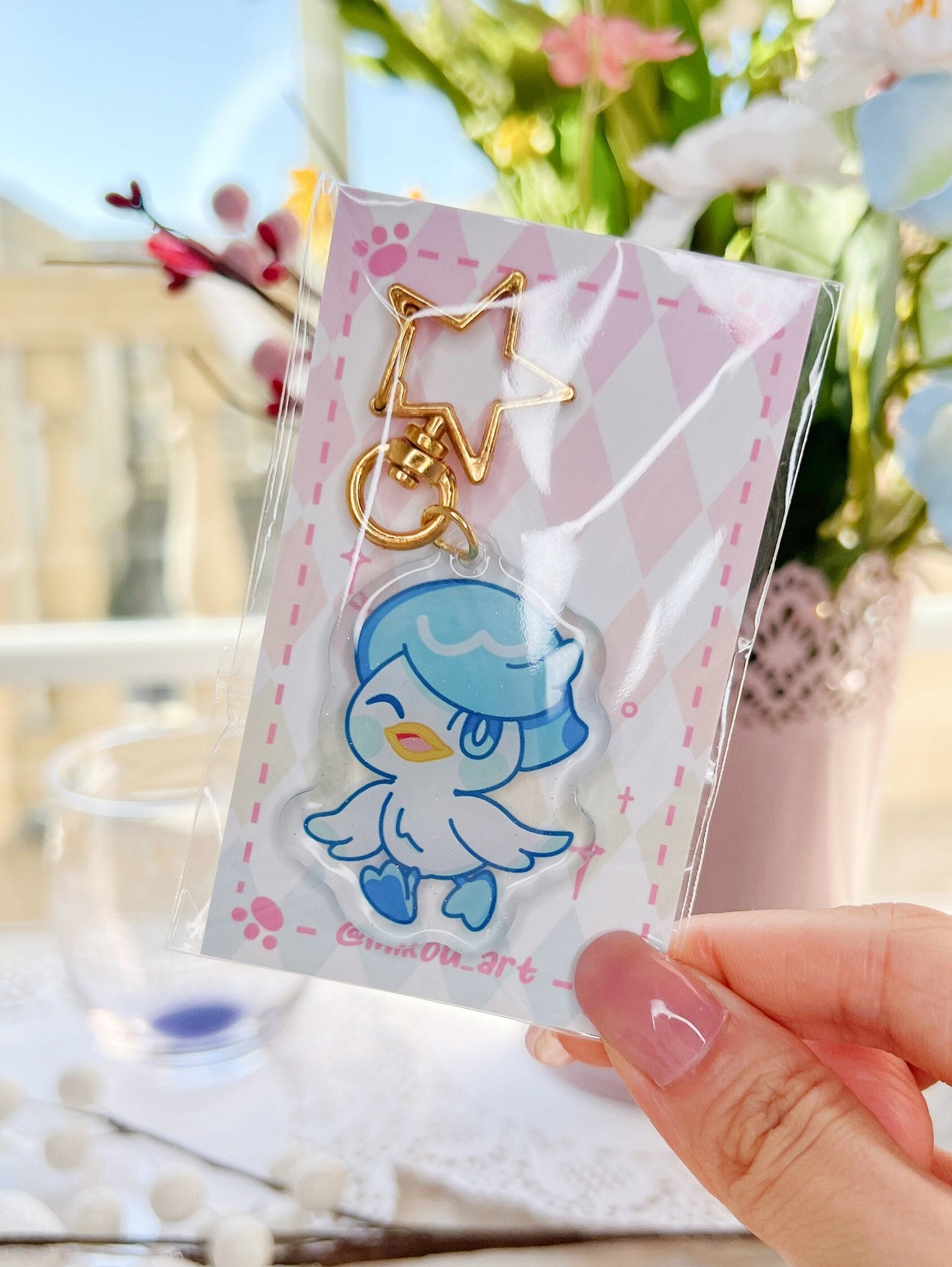 Aqua Duck Epoxy Acrylic Keychain/Charm |Pokemon Scarlet & Violet Inspired