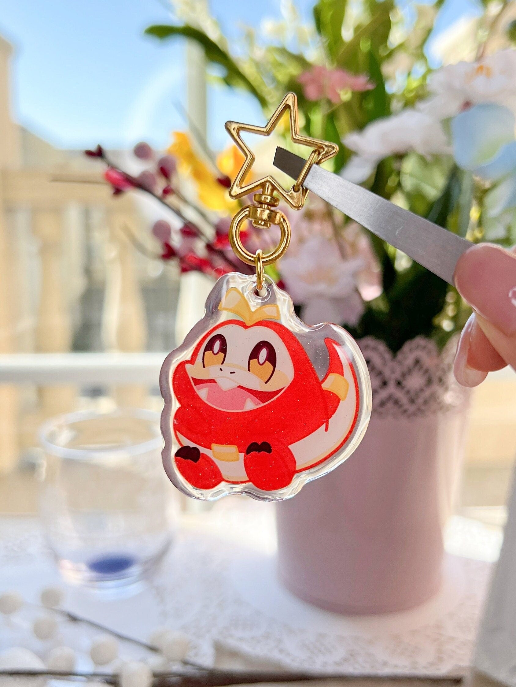 Fire Croco Epoxy Acrylic Keychain/Charm |Pokemon Scarlet & Violet Insp ...
