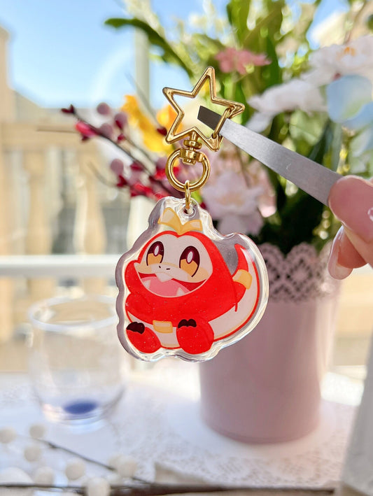 Fire Croco Epoxy Acrylic Keychain/Charm |Pokemon Scarlet & Violet Inspired