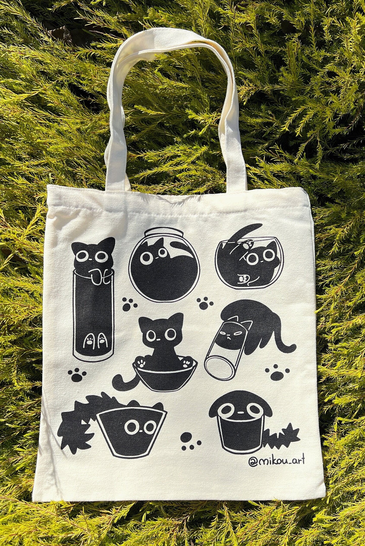 Full of Liquid Cats Cotton Tote Bag | 100% Cotton | Gift for Cat Lovers | Handmade, Durable and Functional | Mikou Original Art