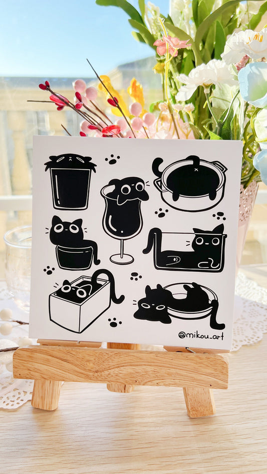 Liquid Cat Collage Vinyl Sticker Sheet Vol.1 | Mikou Original Art