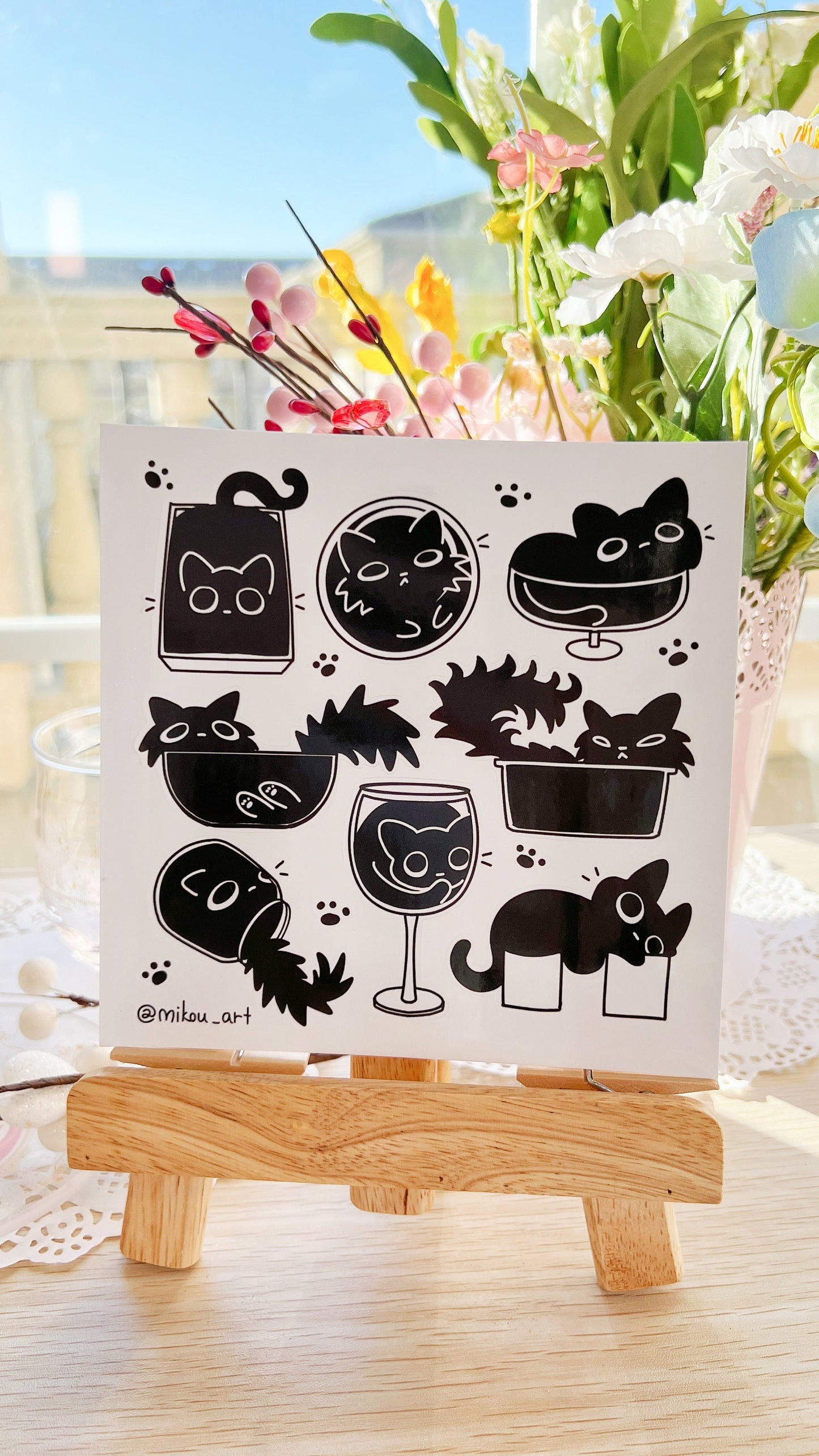 Liquid Cat Collage Vinyl Sticker Sheet Vol.2 | 5.5x5.5 inch | Mikou Original Art