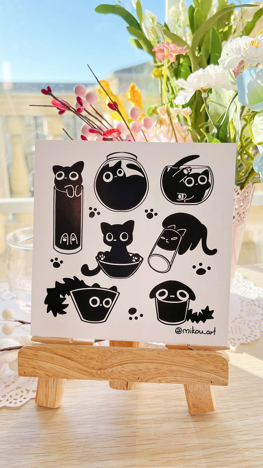 Liquid Cat Collage Vinyl Sticker Sheet Vol.3 | 5.5x5.5 inch | Mikou Original Art