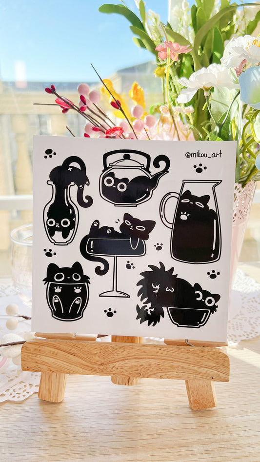 Liquid Cat Collage Vinyl Sticker Sheet Vol.4 | 5.5x5.5 inch | Mikou Original Art