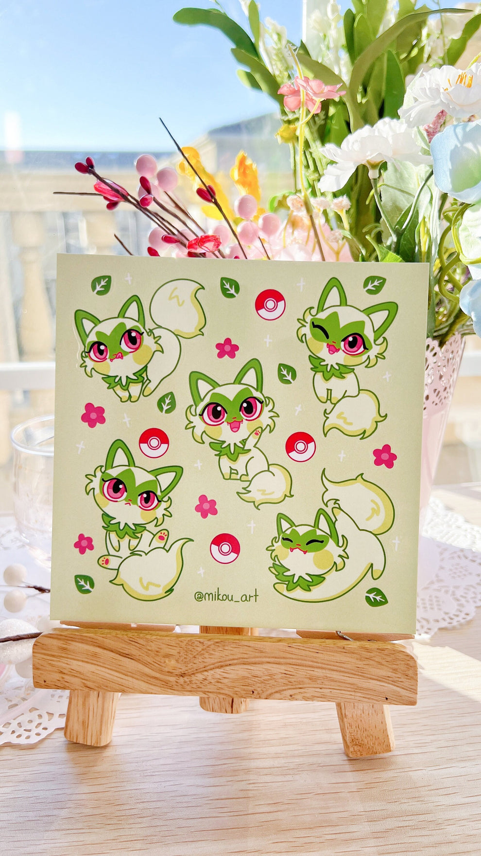 Cute Sprigatito Grass Cat Collage Vinyl Sticker Sheet | 5.5x5.5 inch ...