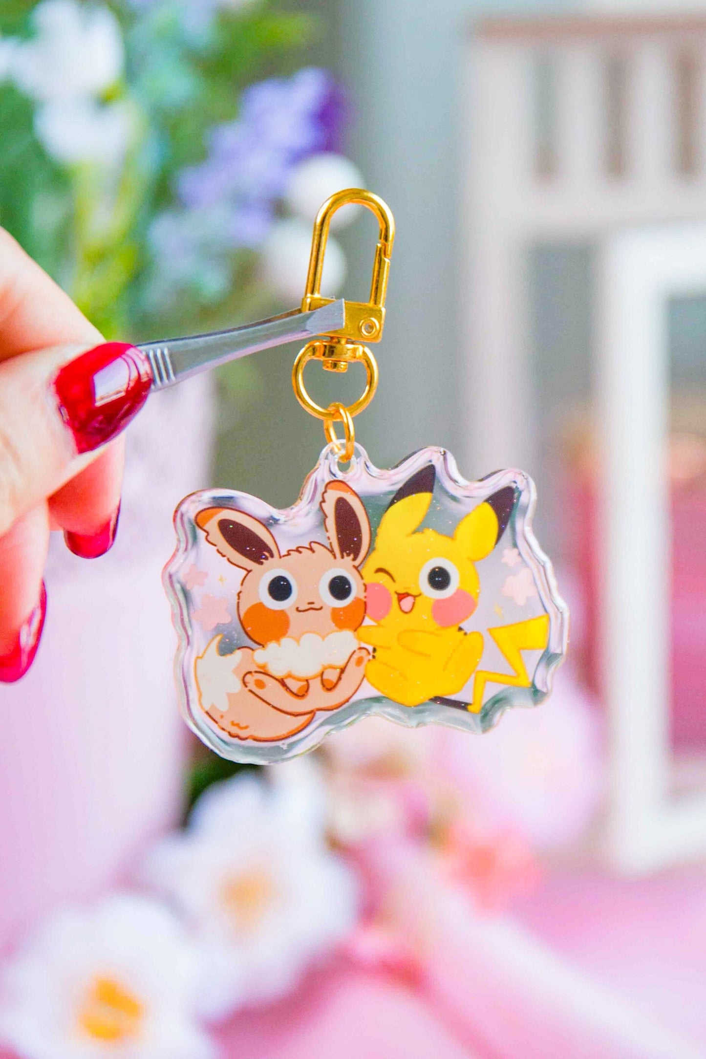 Adorable Pikachu Eevee Epoxy Acrylic Keychain/Charm |Pokemon Inspired