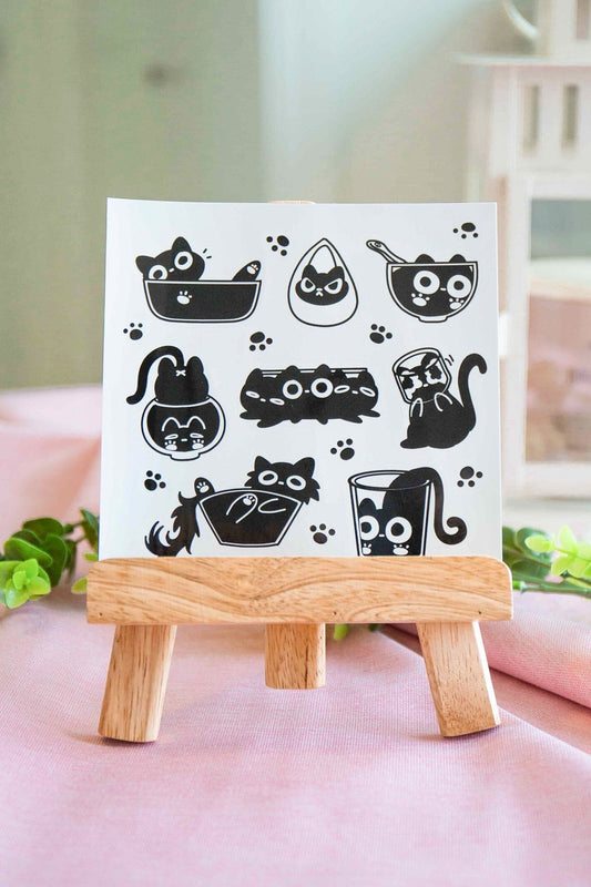 Sticker Sheet | Liquid Cat Collage Vol.5 | 5.5x5.5 inch | Waterproof, and Fade-Resistant | Gift for Cat Lovers | Mikou Original Art